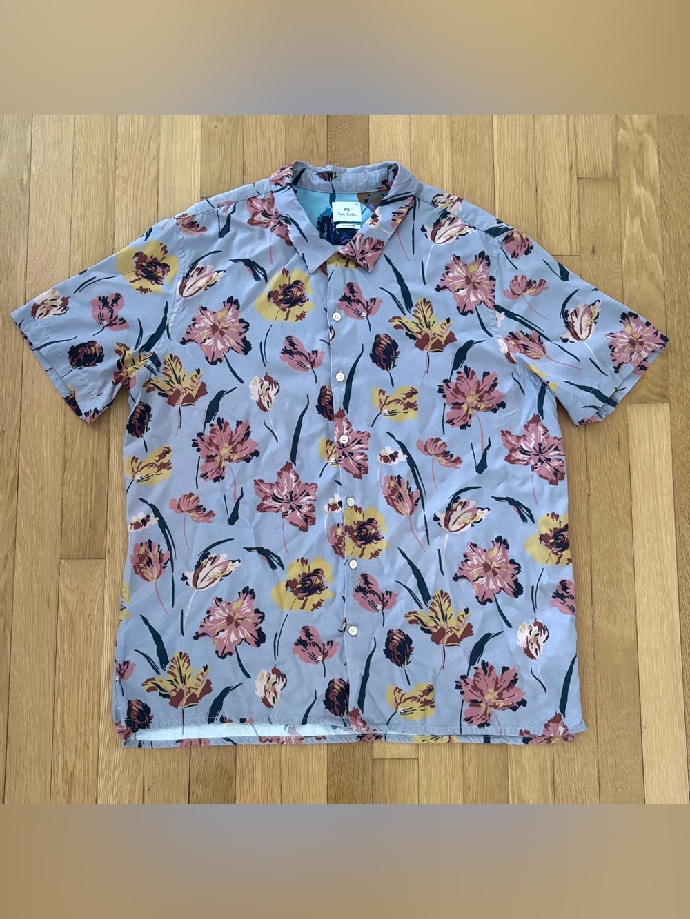 Paul Smith Abstract Floral Shirt XXL Mens 100% Viscose Made Portugal Casual Fit
